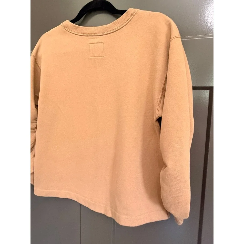 Abercrombie & Fitch Soft A&F Collection Ruched Sleeve Sweatshirt Tan Small